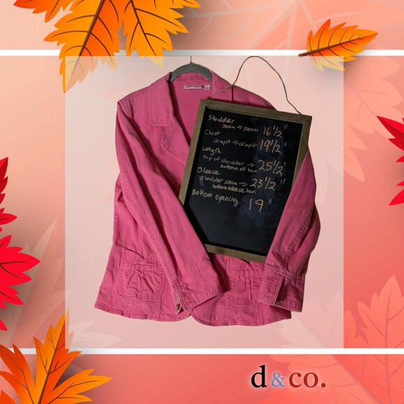 D & Co. size M Pink Lightweight Denim Tailored Jacket - Women's Casual Blazer - Picture 1 of 7